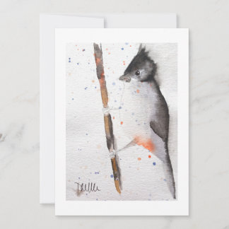 Invitation Joli oiseau aquarelle Noël