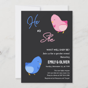 Invitation Joli oiseau garçon ou fille genre révéler la fête 