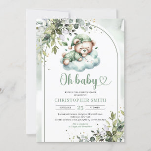 Invitation Joli ours en peluche dormant sexe neutre arche boh