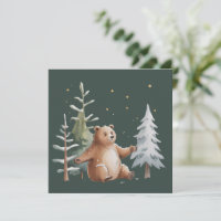 Joli ours enneigé d'hiver Fantaisie Forêt hivernal