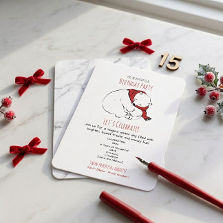 Invitation Joli ours polaire flocon de neige hiver