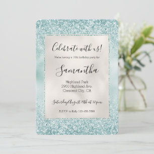 Invitation Joli paillettes scintillantes vert menthe