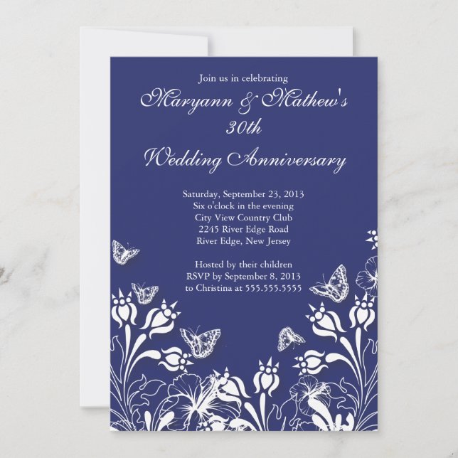 Invitation Joli papillon Jardin de mariage Anniversaire (Devant)
