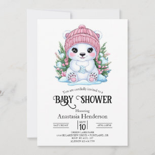 Invitation Joli Pastel Polar Bear Baby shower numérique
