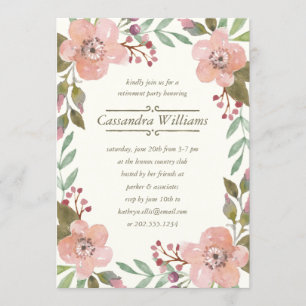 Invitation Joli Pastels  Fête de retraite Floral Wreath