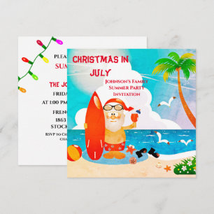 Invitation Joli Père Noël Noël en juillet Fête d'été  