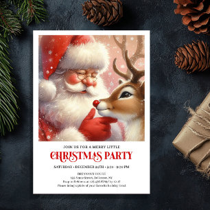 Invitation Joli Père Noël Rudolph Soirée de Noël Cosy 
