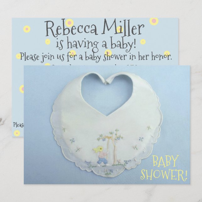 Invitation Joli petit baby shower en forme de coeur invitatio (Devant / Derrière)
