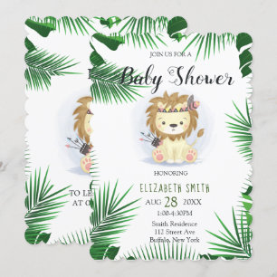 Invitation Joli petit Boho Lion bébé garçon douche
