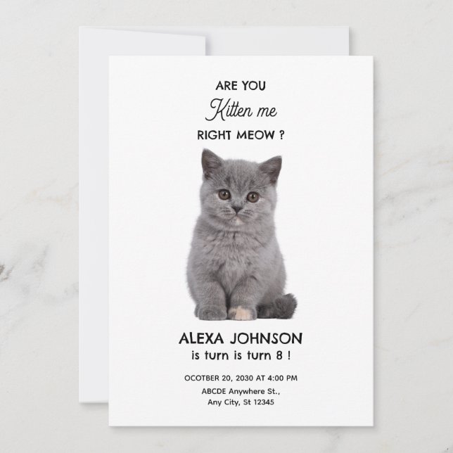 Invitation Joli petit chat  (Devant)