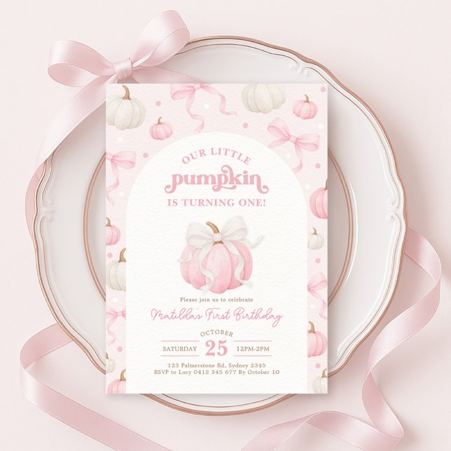 Invitation Joli Petit Citrouille Bow Girl Anniversaire (Créateur téléchargé)
