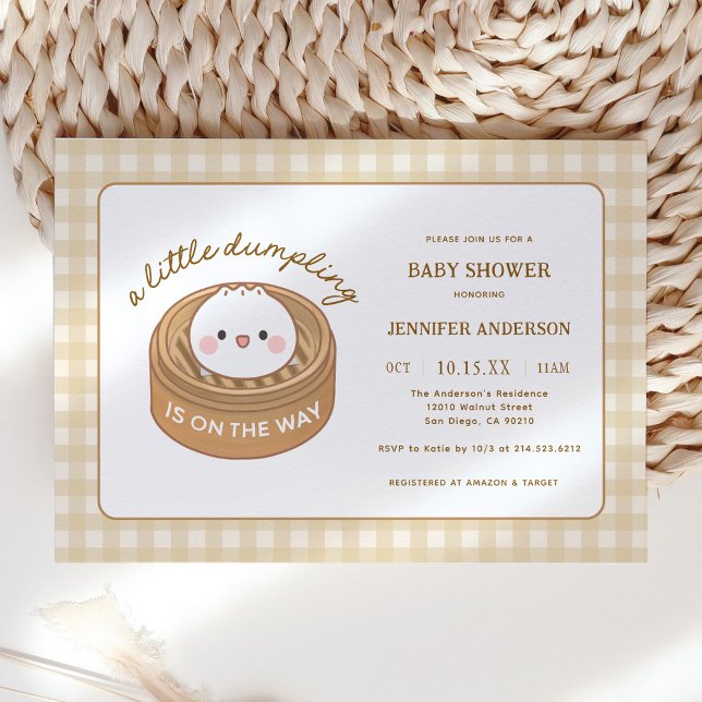 Invitation Joli Petit Dumpling Sur Le Chemin Du Baby shower (Créateur téléchargé)