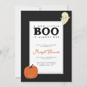 Invitation Joli petit fantôme Boo illustré et bébé citrouille