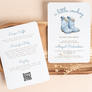 Invitation Joli Petit Garçon Cow-Boy Bleu Baby Shower