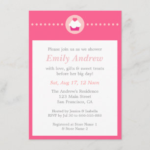 Invitation Joli petit gâteau, Baby shower rose pour Maman à v