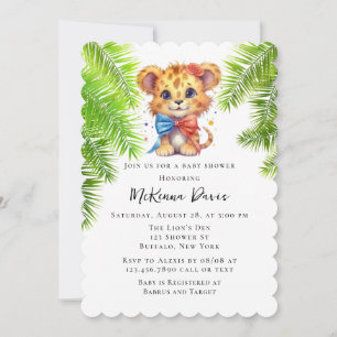 Invitation Joli petit lion avec Cravate Bow Baby shower garço