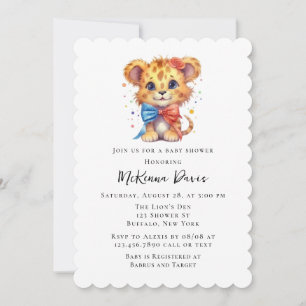Invitation Joli petit lion avec Cravate Bow Baby shower garço