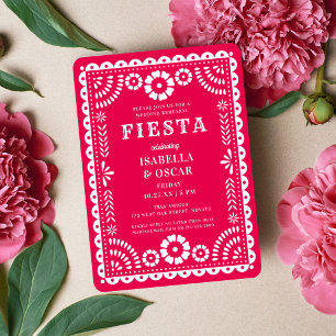 Invitation Joli Pink Papel Picado Dîner de répétition Mariage