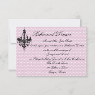 Invitation Joli Pois rose avec le lustre noir Re