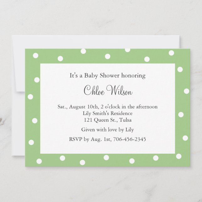 Invitation Joli Pois verts (Devant)