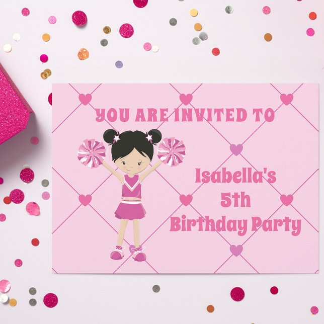 Invitation Joli Pom-pom girl asiatique personnalisé fête d'an (Créateur téléchargé)