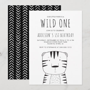 Invitation Joli Premier Anniversaire de la Bête Sauvage Tigre