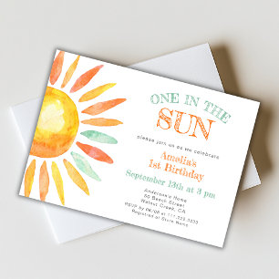 Invitation Joli premier dans le soleil aquarelle fête d'anniv