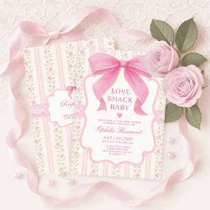 Invitation Joli Pretty Pink Bow Love Shack Baby Girl Douche
