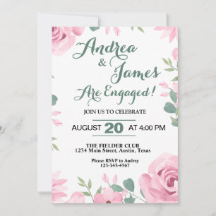 Invitation Joli Pretty Rose et Seafoam green
