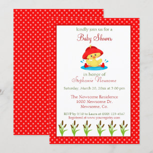 Invitation Joli Printemps Bébé Fille Douche Canard thème