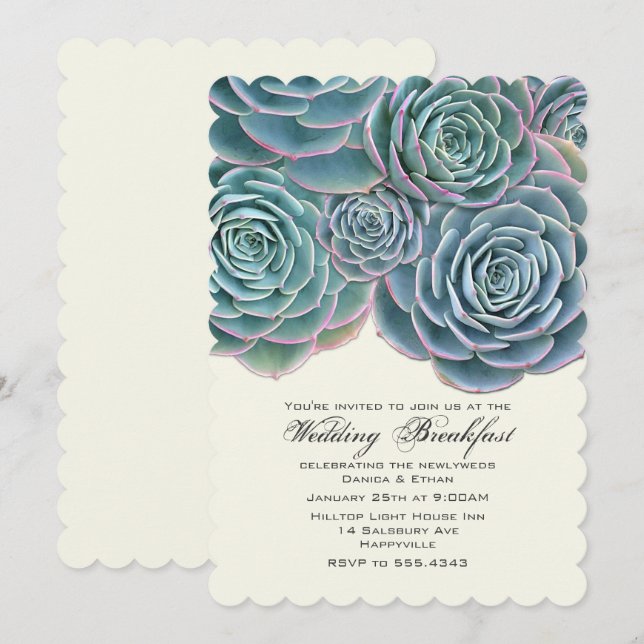 Invitation Joli Real Succulents Mariage Petit déjeuner (Devant / Derrière)