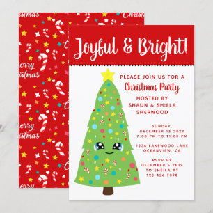 Invitation Joli Red Kawaii Noël Arbre Jeu de Noël des enfants