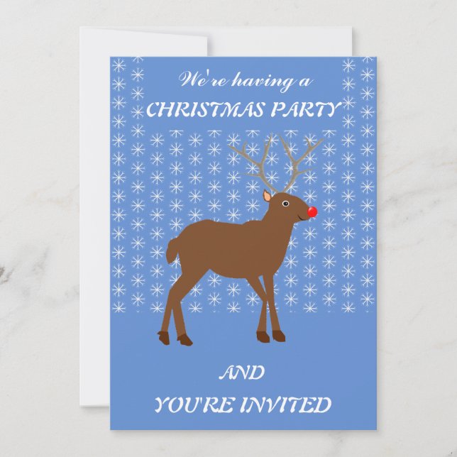 Invitation Joli renne de Noël avec noeud rouge personnalisé (Devant)