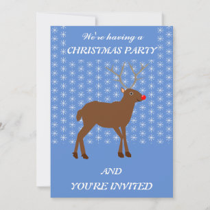 Invitation Joli renne de Noël avec noeud rouge personnalisé