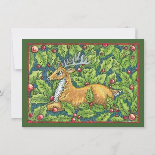 Invitation Joli renne de Noël en forêt avec Holly (Devant)