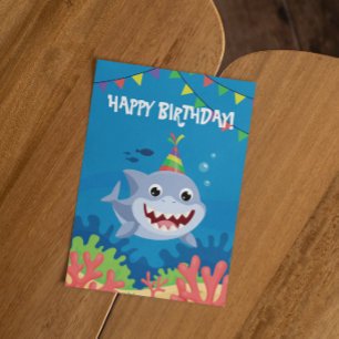 Invitation Joli requin d'anniversaire sous l'eau