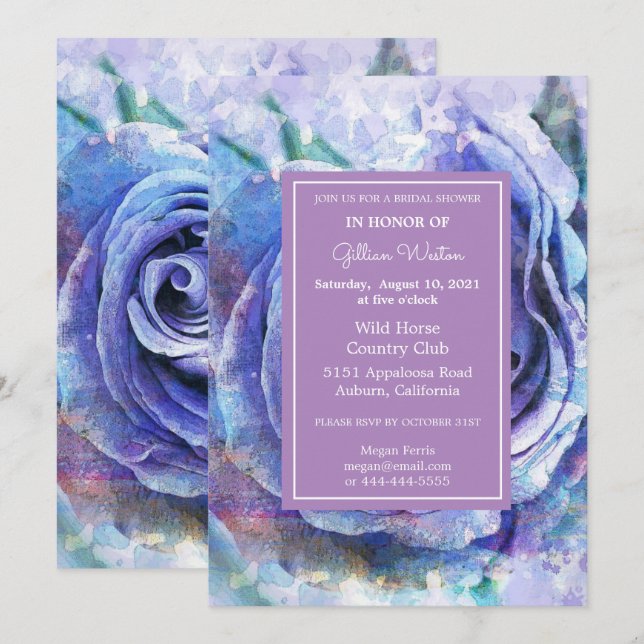 Invitation Joli Rose aquarelle (Devant / Derrière)