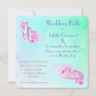 Invitation Joli rose Aquarelle Ballet thème Mariage