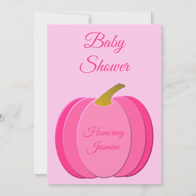 Invitation Joli rose bébé fille Baby shower Citrouille sur me (Devant)