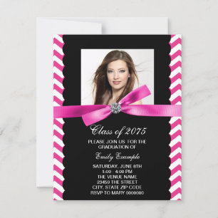 Invitation Joli rose Chevron Photo Graduation