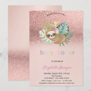 Invitation Joli Rose dormant Baby shower Gold Bokeh