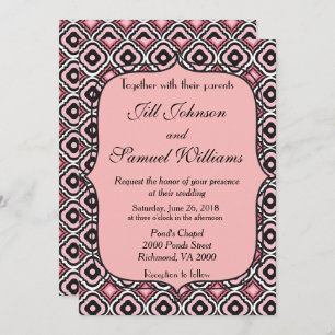 Invitation Joli rose et noir Mariage moderne