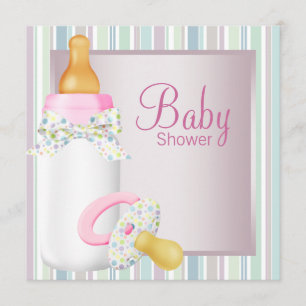 Invitation Joli rose et Turquoise bleu bébé fille douche