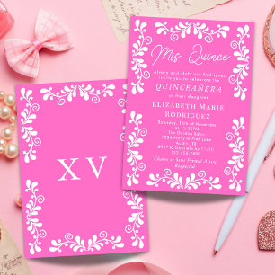 Invitation Joli rose Fiesta Talavera Quinceanera mexicaine