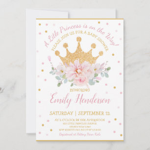Invitation Joli rose Floral Royal Crown Princesse Anniversair