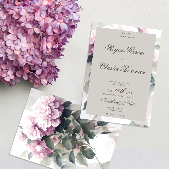Invitation Joli rose Hydrangea Floral Été Printemps Mariage (Créateur téléchargé)