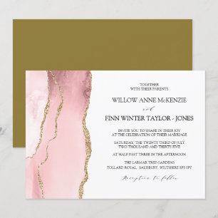 Invitation Joli rose pâle agneau mariage moderne
