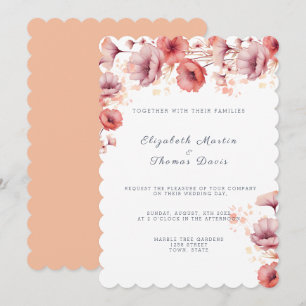 Invitation Joli rose, Peach Fuzz, Mariage Aquarelle