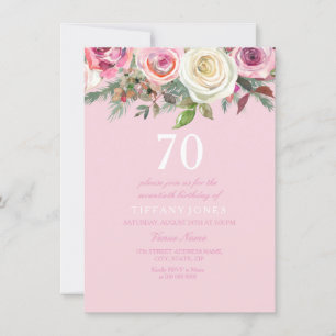Invitation Joli rose rose rose Floral 70e anniversaire Invita