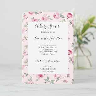 Invitation Joli rose Roses Baby shower Floral